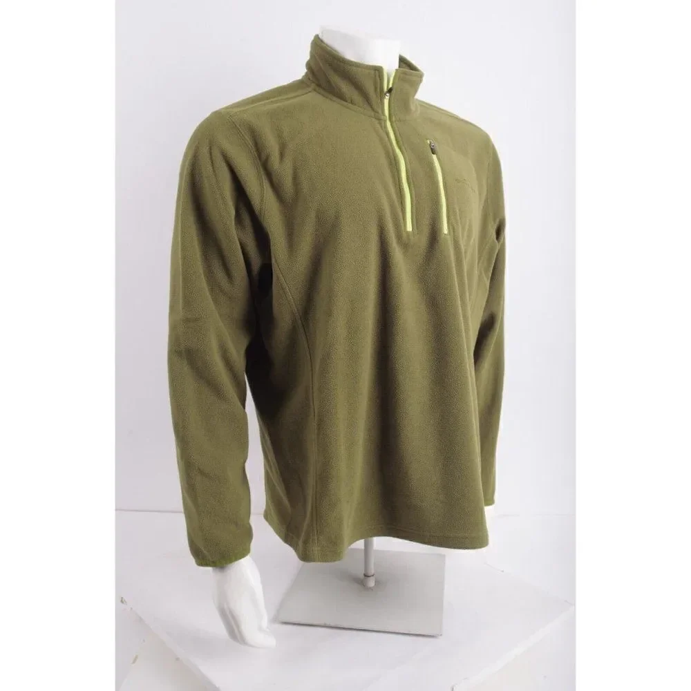 Eddie Bauer Mens1/2 Zip Fleece Jacket Shirt Size L Olive Green Pullover